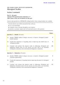 HSCAboriginal StudiesHIGHER SCHOOL CERTIFIC ATE EXAMINATION Aboriginal Studies Section I (continued)