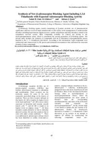 New β-adrenoceptor blockers  Iraqi J Pharm Sci, Vol[removed]Synthesis of New β-adrenoceptor Blocking Agent Including 1,3,4 Thiadiazole with Expected Adrenoceptor Blocking Activity