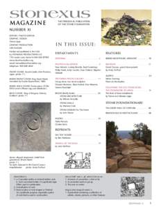 stonexus magazine THE PERIODICAL PUBLICATION OF THE STONE FOUNDATION