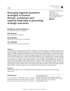 Innovation / Creativity / Regional innovation system / Nomenclature of Territorial Units for Statistics / Academia / Prague / European Innovation Scoreboard / Structural Funds and Cohesion Fund / Innovation Union Scoreboard / URENIO