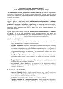 Publications Ethics and malpractice Statement