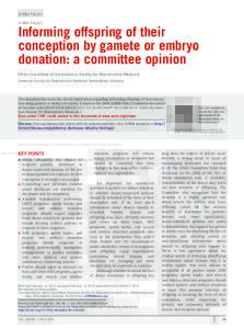 Informing offspring of their conception by gamete or embryo donation: a committee opinion