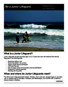Be a Junior Lifeguard  National Park Service U.S. Department of the Interior Cape Cod National Seashore