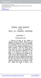 Cambridge University Press[removed]5 - Syria and Egypt: From the Tell el Amarna Letters W. M. Flinders Petrie Excerpt More information