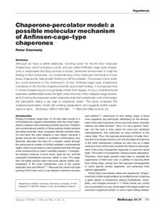 Hypothesis  Chaperone-percolator model: a possible molecular mechanism of Anfinsen-cage–type chaperones