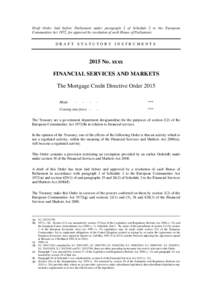 Financial services and markets: the mortgage credit directive order[removed]draft SI)
