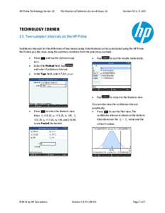 HP Prime Technology Corner 23  The Practice of Statistics for the AP Exam, 5e Section 10-2, P. 643