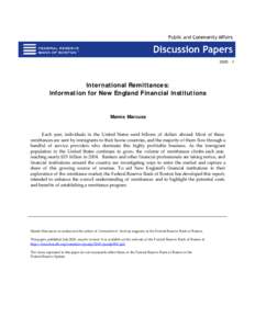 International Remittances: Information for New England Financial Institutions