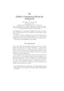 S1 G¨ odel’s Consistency-Proof for Arithmetic by J. R. Hindley, 3 December 2011.