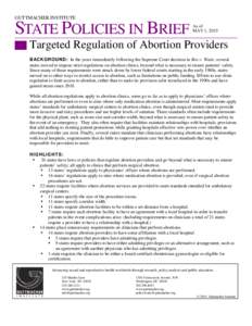 GUTTMACHER INSTITUTE  STATE POLICIES IN BRIEF As of MAY 1, 2015