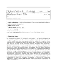 Digital-Cultural Ecology Medium-Sized City and