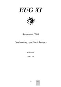 EUG XI  Symposium OS08 Geochronology and Stable Isotopes
