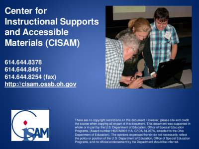 Center for Instructional Supports and Accessible Materials (CISAM[removed][removed]