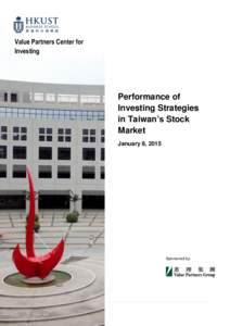 Value Partners Center for Investing Performance of Investing Strategies in Taiwan’s Stock