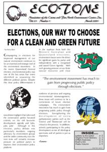 ECOTONE  Newsletter of the Cairns and Far North Environment Centre Inc. Vol 21 Number 1 March 2001