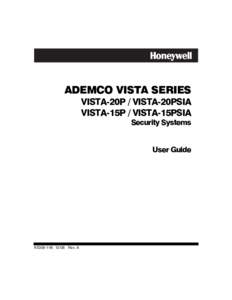 ADEMCO VISTA SERIES  VISTA-20P / VISTA-20PSIA VISTA-15P / VISTA-15PSIA  Security Systems