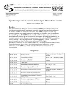 Regional Workshop on the Reduction / Elimination and Management of Pesticides in the Context of the Stockholm Convention and t