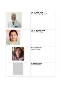 Prof. Dr. Hamid Javaid Head of Physiology Department Prof. Dr. Shahroona Masud Professor of Physiology