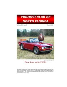 TRIUMPH CLUB OF NORTH FLORIDA Volume 21, Issue 3 March 2009