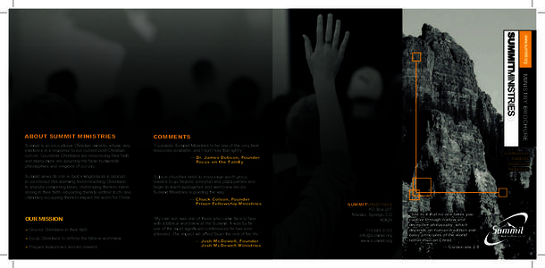 MINISTRY BROCHURE  ABOUT SUMMIT MINISTRIES COMMENTS