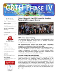 CBTH PHASE IV  Caribbean Basins, Tectonics, & Hydrocarbons NEWSLETTER In this issue... What’s New.................... 1