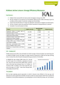 Kirklees Active Leisure: Energy Efficiency Measures Key features    