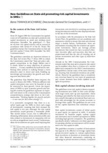 Competition Policy Newsletter  ARTICLES New Guidelines on State aid promoting risk capital investments in SMEs (1)