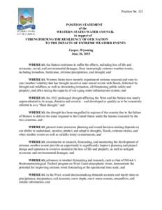 Position NoPOSITION STATEMENT of the WESTERN STATES WATER COUNCIL in support of