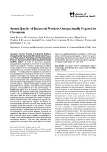 J Occup Health 2005; 47: 424–430  Journal of Occupational Health  Semen Quality of Industrial Workers Occupationally Exposed to