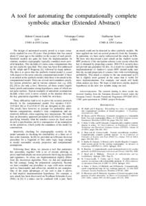 A tool for automating the computationally complete symbolic attacker (Extended Abstract) Hubert Comon-Lundh V´eronique Cortier