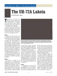 Chief Warrant Officer of the Branch Update  The UH-72A Lakota By CW5 Michael L. Reese  T