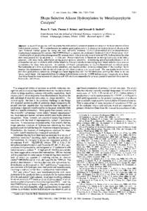 J . Am. Chem. SOC. 1986,108, Shape Selective Alkane Hydroxylation by Metalloporphyrin