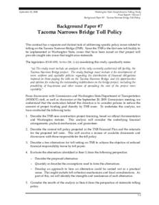 Tacoma Narrows Bridge Toll Policy - Background Paper Number 7