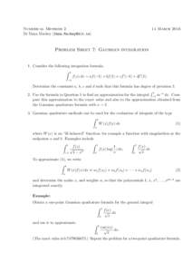 Numerical Methods 2 Dr Dana MackeyMarchProblem Sheet 7: Gaussian integration