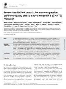 Cardiovascular Research[removed], 452–460 doi:[removed]cvr/cvq009 Severe familial left ventricular non-compaction cardiomyopathy due to a novel troponin T (TNNT2) mutation