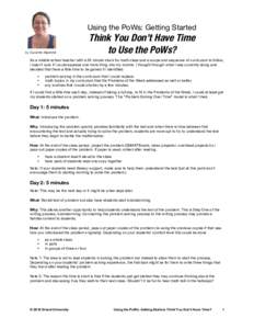 Using the PoWs: Getting Started  by Suzanne Alejandre Think You Don’t Have Time to Use the PoWs?
