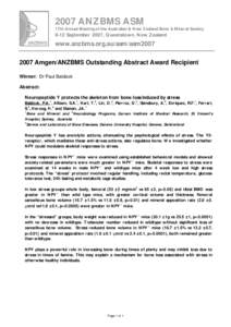 2007 Amgen/ANZBMS Outstanding Abstract Award Recipient