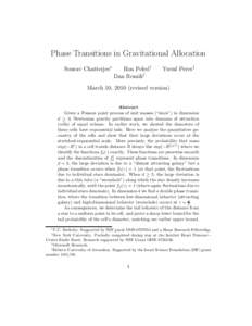 Phase Transitions in Gravitational Allocation Sourav Chatterjee∗ Ron Peled† Dan Romik§