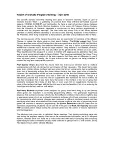 Report of Granada Progress Meeting – April 2008