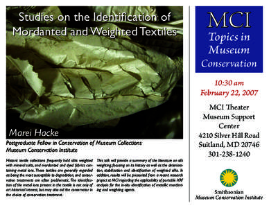 Studies on the Identification of Mordanted and Weighted Textiles MCI Topics in Museum