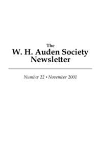 Newsletter 22 - November 2001