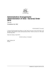 Administrative Arrangements (Administration of Acts—General) Order 2015
