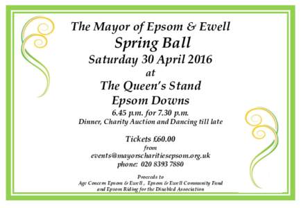 The Mayor of Epsom & Ewell  Spring Ball Saturday 30 April 2016 at