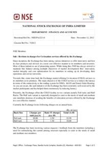 NATIONAL STOCK EXCHANGE OF INDIA LIMITED DEPARTMENT : FINANCE AND ACCOUNTS Download Ref.No.: NSE/FA[removed]Date : November 12, 2012