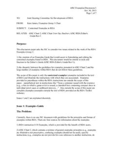 6JSC/Examples/Discussion/1 Oct. 30, 2013 Page 1 of 7 TO:  Joint Steering Committee for Development of RDA