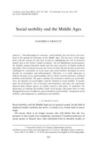 Continuity and Change 26 (3), 2011, 367–404. f Cambridge University Press 2011 doi:S0268416011000257 Social mobility and the Middle Ages SANDRO CAROCCI*