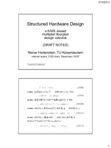Structured Hardware Design a KARL-based multiplier floorplan design calculus