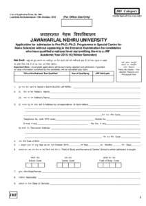JRF Category Cost of Application Form: Rs. 200/Last Date for Submission: 15th October, on the basis of viva-voce only)