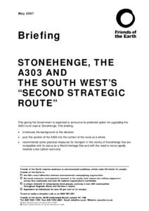 MayBriefing STONEHENGE, THE A303 AND THE SOUTH WEST’S