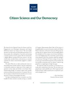 POINT OF VIEW Citizen Science and Our Democracy  The theme for the National Center for Science and Civic